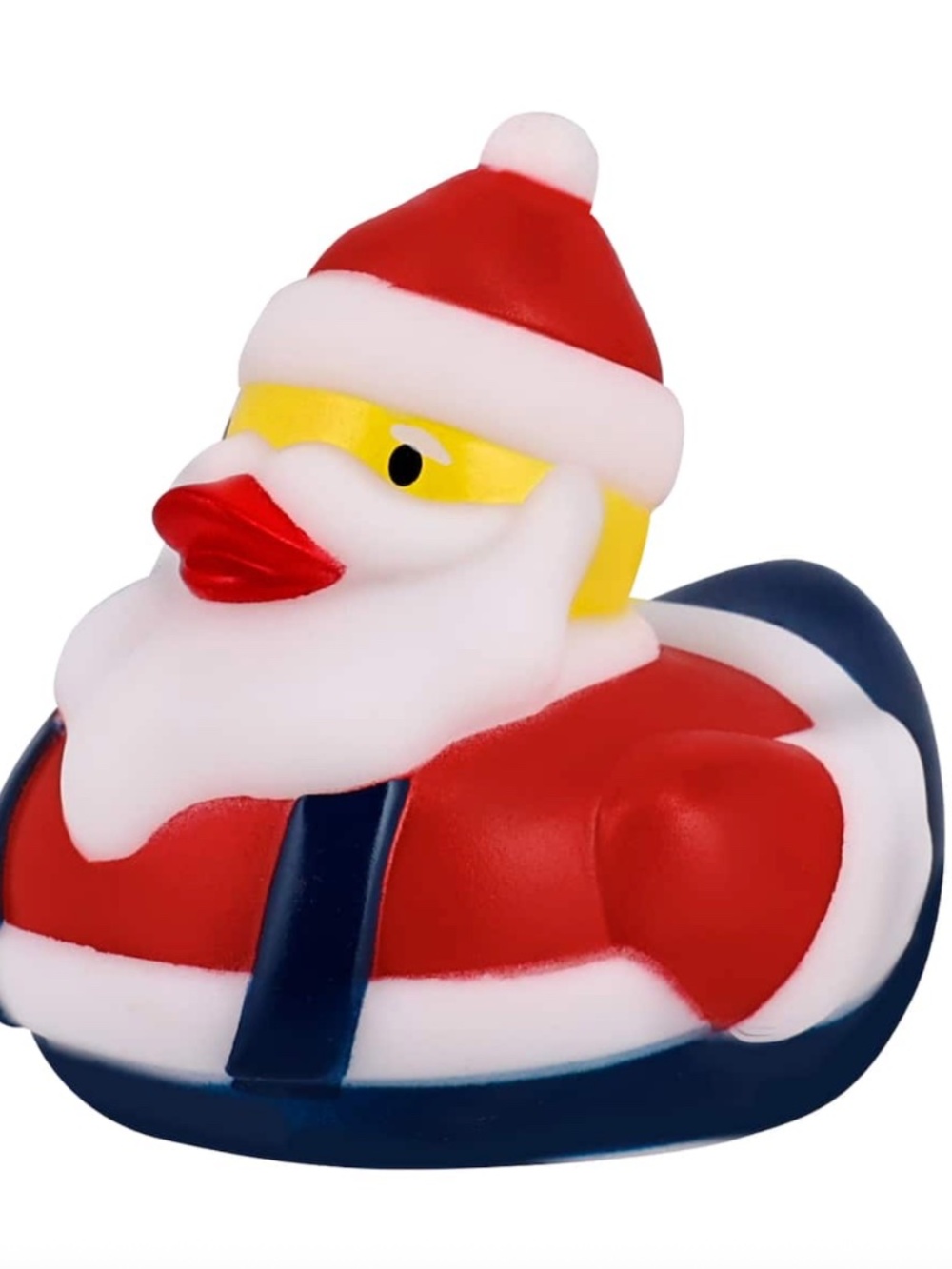 Santa Overall Yellow Rubber Duck Medium 3-3.75" Fun Decorative Holiday Party NEW